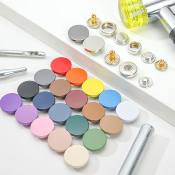 Color children's paint female buckle down jacket coat color matching flat button metal snap button color four-joint buckle