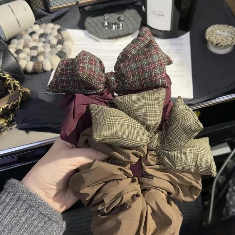 High-grade gray wood ear hair ring cotton purple bow head rope horsetail ball head South Korea new hair accessories for women