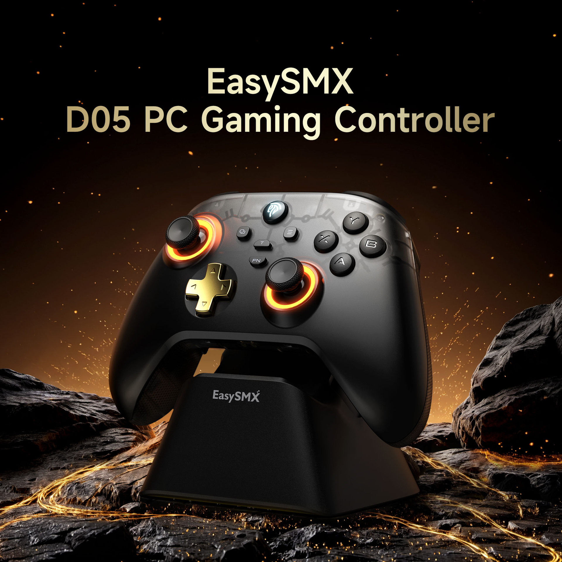 Easysmxd05 Game Controller Pc Cross-Border New Product Hall Rocker Trigger with Charging Base Rgb Lighting