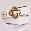 Circular antique leather gold buckle + white