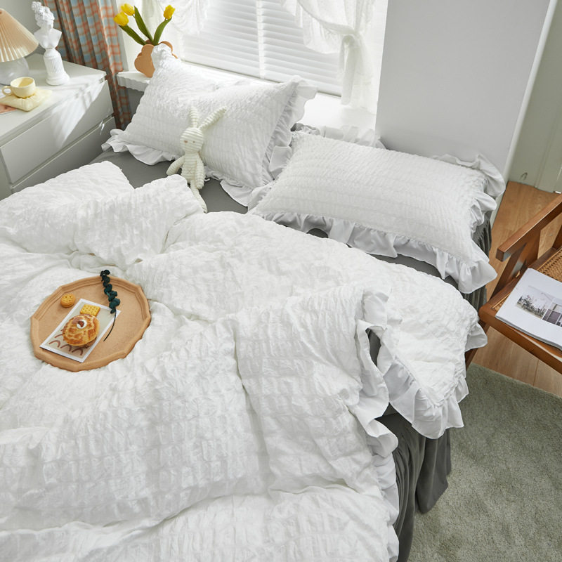 Cross-border Japanese size cross-border exclusive for Korean princess style bubble gauze flounce bed skirt three or four piece set