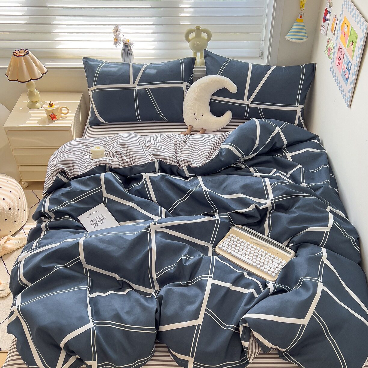 「厚手」幾何学模様ブロック【毛玉になりにくい・色落ちしにくい】