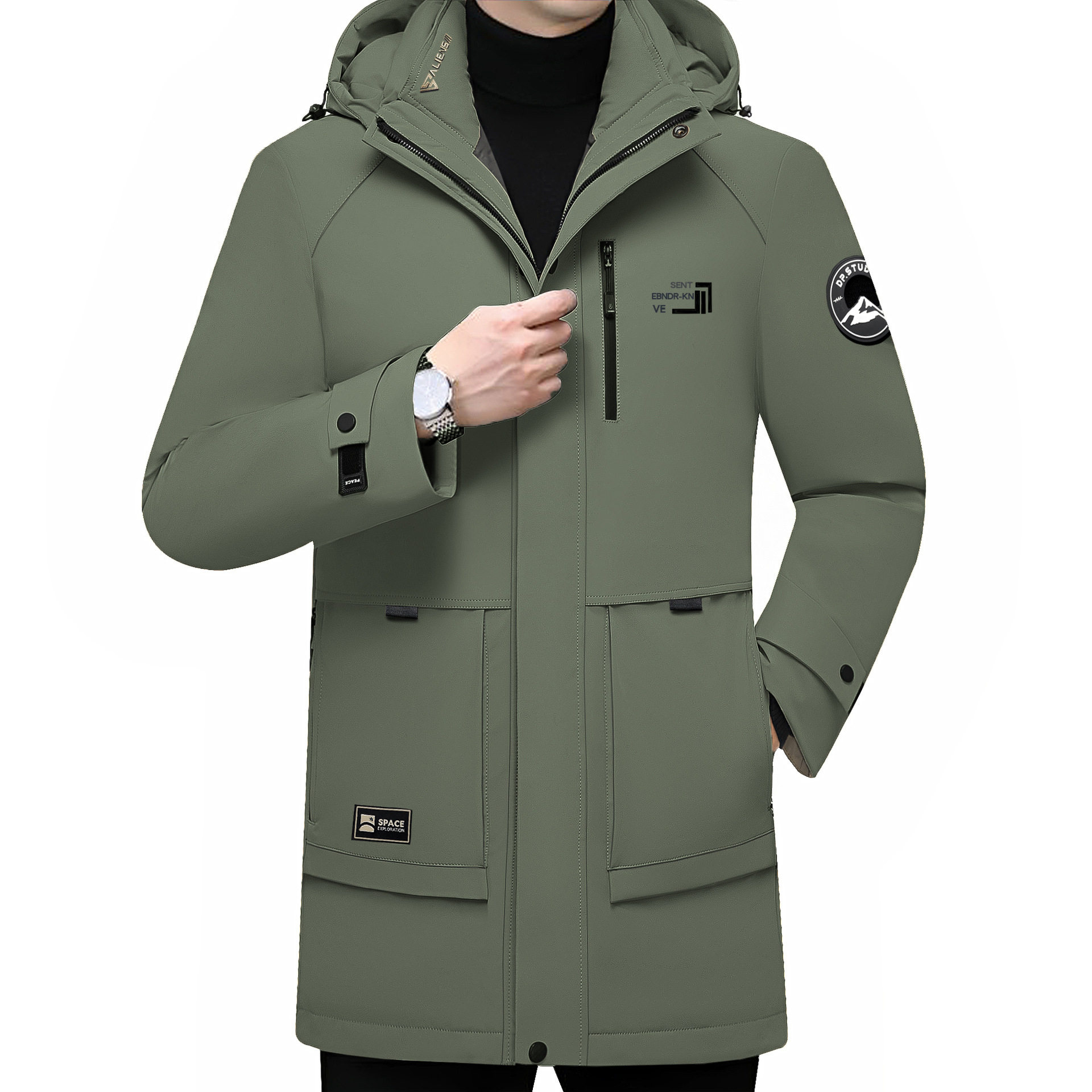 Pierre Cardin Goose Down Hooded Winter Youth Men's Mid-length Thickened Warm Men's Coat Top Goose Down Suit