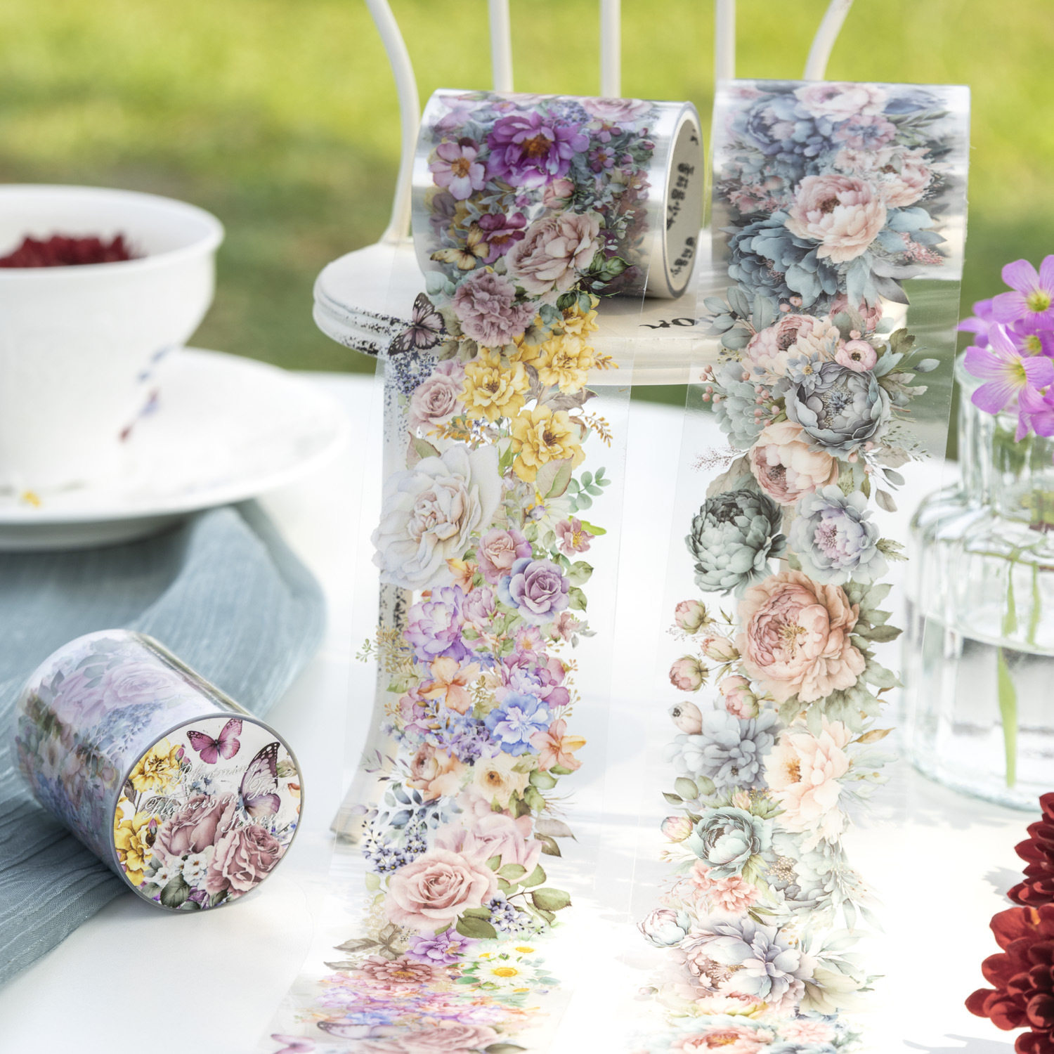 Flower Four Seasons Series Tomato Sauce Girl Pet Tape Plant Landscaping Journal Material Reusable Stickers, 6 Styles