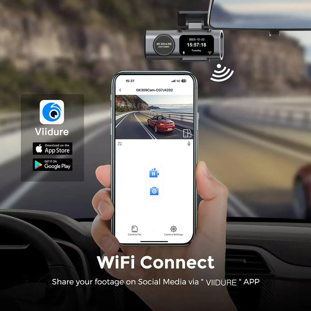 Cross-border 4K dual-lens driving recorder HD ultra-wide angle night vision WiFi front and rear dual recording GPS vehicle recording