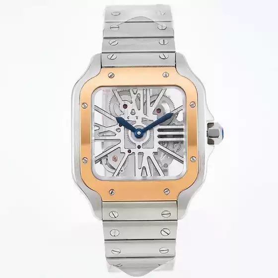 Cross-Border Foreign Trade Kajia Square Santos Fully Automatic Non-Mechanical Watch New Roman Hollow Simple Men's Watch