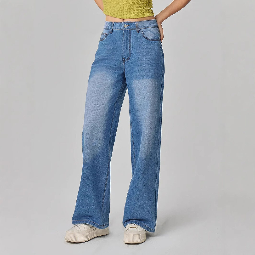 Wide Leg Denim Trousers Casual Style European and American Fashion Comfortable Fit Wholesale Available