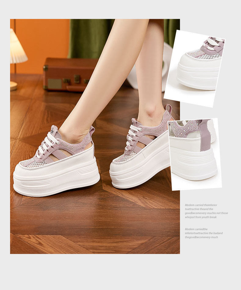 Giày sneaker nữ chunky đế dày platform phong cách mùa hè 2026 — Trắng, Trắng Tím chi tiết 3