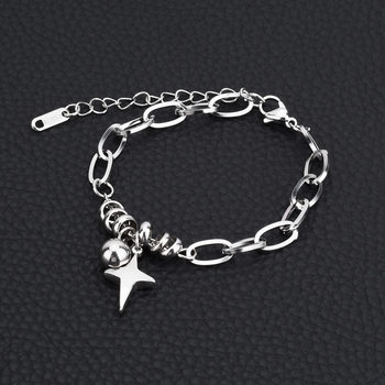 Titanium Steel Bracelet Cross Star Ball Handmade Niche Design Light Luxury Exquisite High-end Sense Neutral Men's and Women's Bracelet Gift