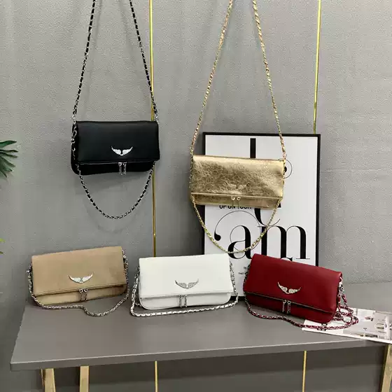 2025 New Zv Women's Bag Chain Diamond Wing Envelope Bag Fashionable Versatile One-Shoulder Cross-Body Small Square Bag