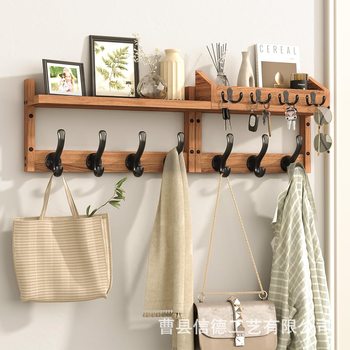 Wall Rack Combination Wall-Mounted Entrance Door Key Coat Rack Retro Wall Decoration Solid Wood Suspension Rack