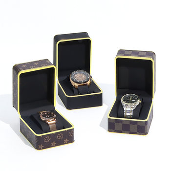 Cross-border boutique high-end watch box flip PU leather watch box portable watch storage box packaging box gift box wholesale