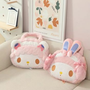 Cartoon Cute Lamb Merlot Handbag Pillow Blanket 2-in -1 Girl's Portable Nap Air-conditioning Blanket