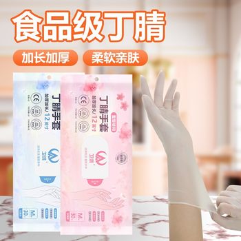 Disposable High-Elastic Powder-Free Nitrile Gloves for Home Kitchen Food-Grade Protective Housework Waterproof Nitrile Rubber Gloves
