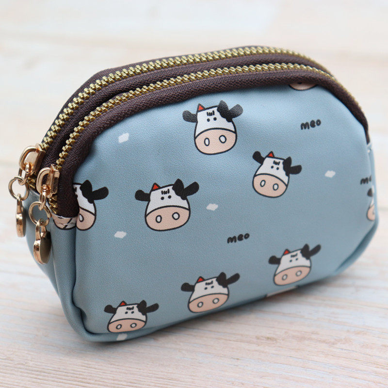 New Korean Style Printed Double Zipper Cute Large Capacity Wallet Student Coin Purse Id Card Holder Storage Bag for Women