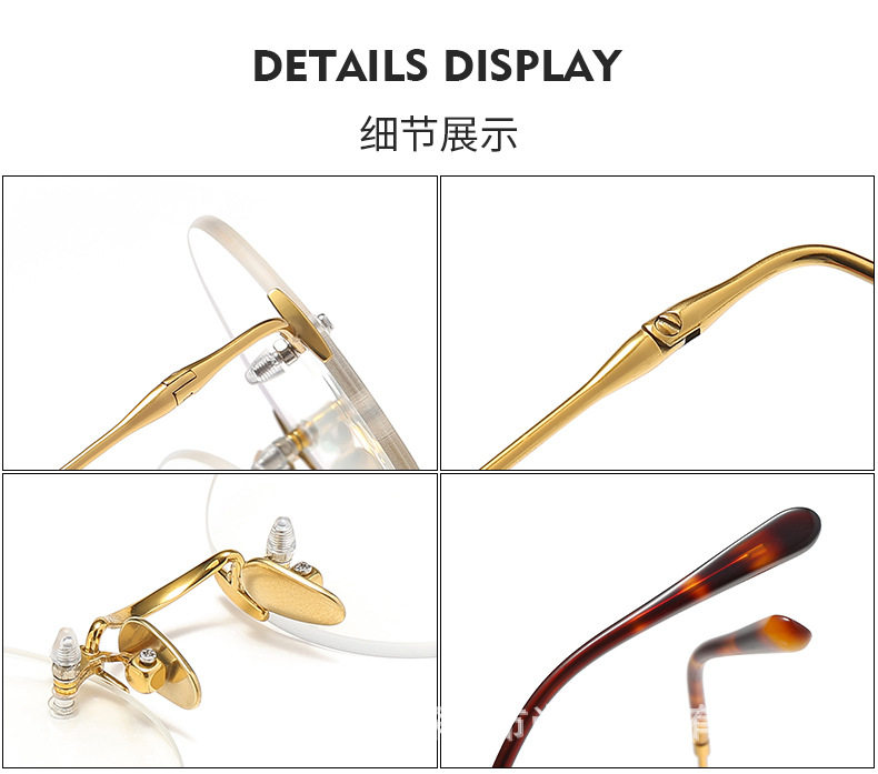 Jobs with Frameless Pure Titanium Glasses Frame ZY007 Myopia Retro Joker Round Plain Online Red Glasses Frame for Women