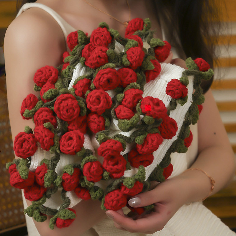 Rose Bouquet Blanket Finished Eternal Flower Nap Blanket Hand-Woven Decorative Blanket Blanket Chinese Valentine's Day Birthday Gift