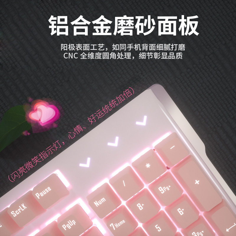 This First Snow Moon Mechanical Keyboard Wired Girls Pink White Pink E-Sports Game Cute Computer Green Axis Red Axis
