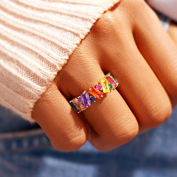 Cao Shi Irregular Color Ring Women's New Trendy Dopamine Ring Geometric Design Personality Niche Hot Style