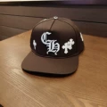 Ch cross leather patch, brown and white