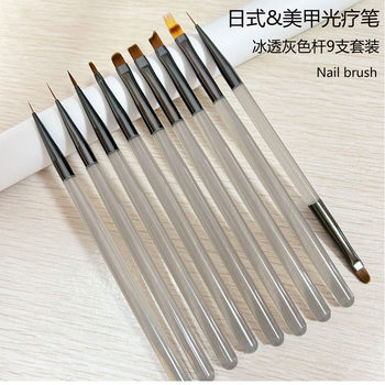 Japanese Ice Gray Manicure Brush Double-headed Pen Painted Pull Line Smudge Special Full Set of Manicure Tools Brushes