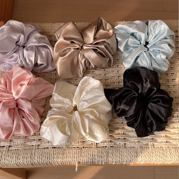 French Satin Mercerized Large Intestine Hair Tie for Women with Ball Head, Durable Rubber Band Hair Rope, High Elasticity, Ponytail Hair Rope Hair Accessory