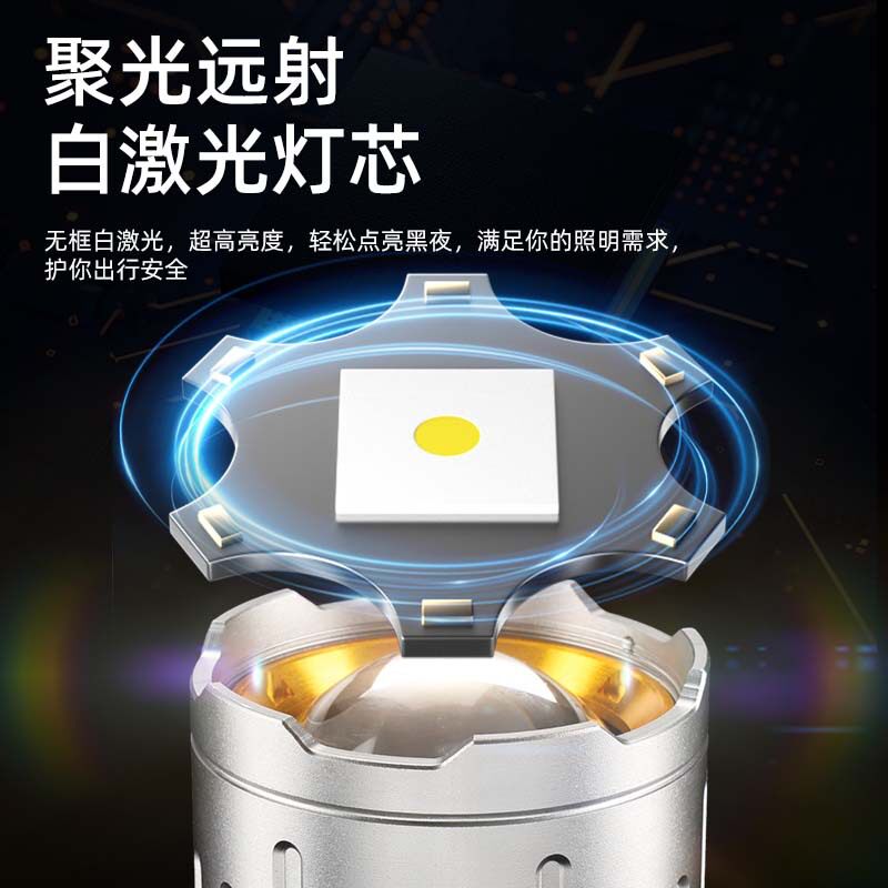 Outdoor Led Handheld Flashlight Strong Light Laser Cannon Super Long-Range Telescopic Zoom Multi-Function Charging Portable