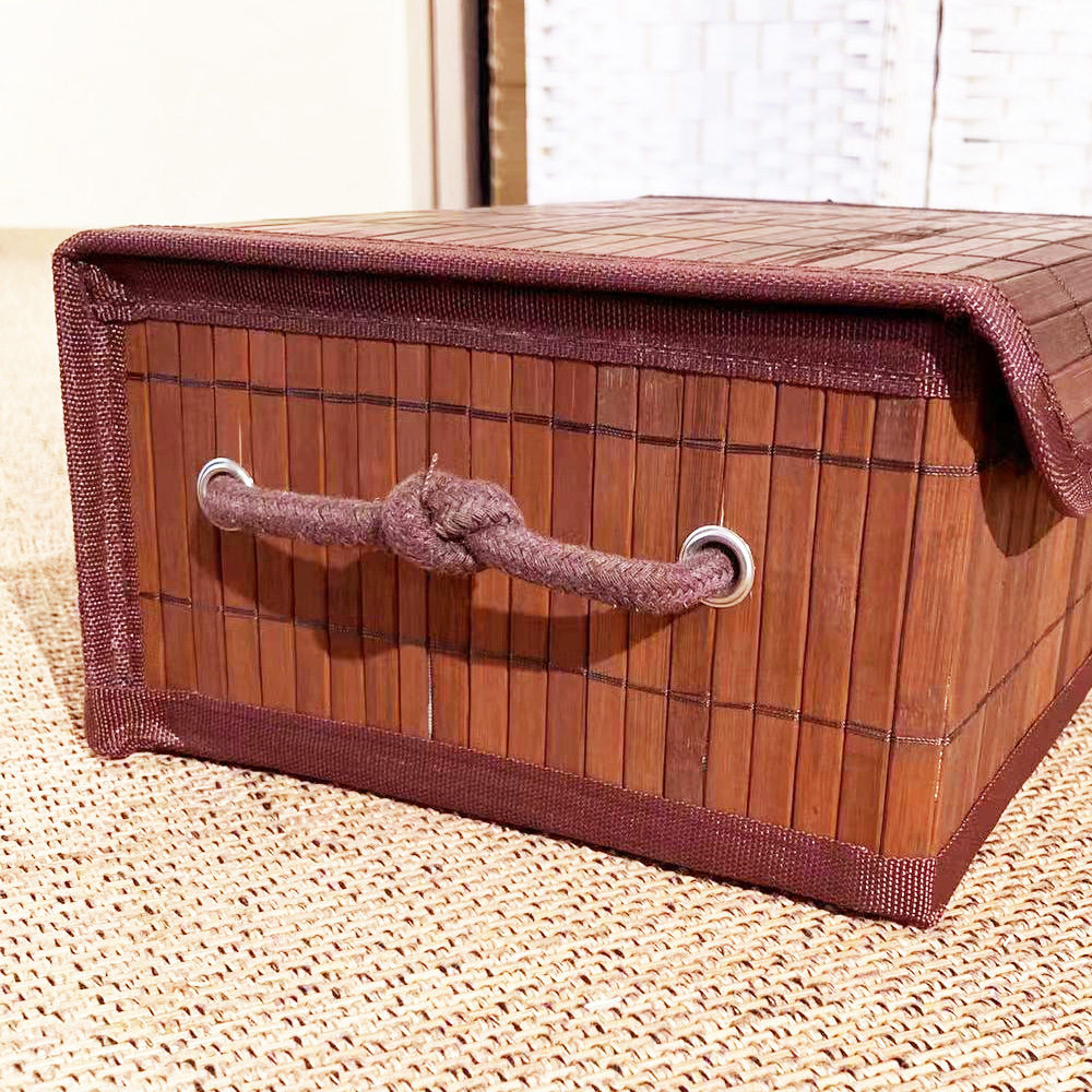 in stock bamboo with lid desktop cosmetics storage box snacks storage bamboo storage basket a generation of TEMU