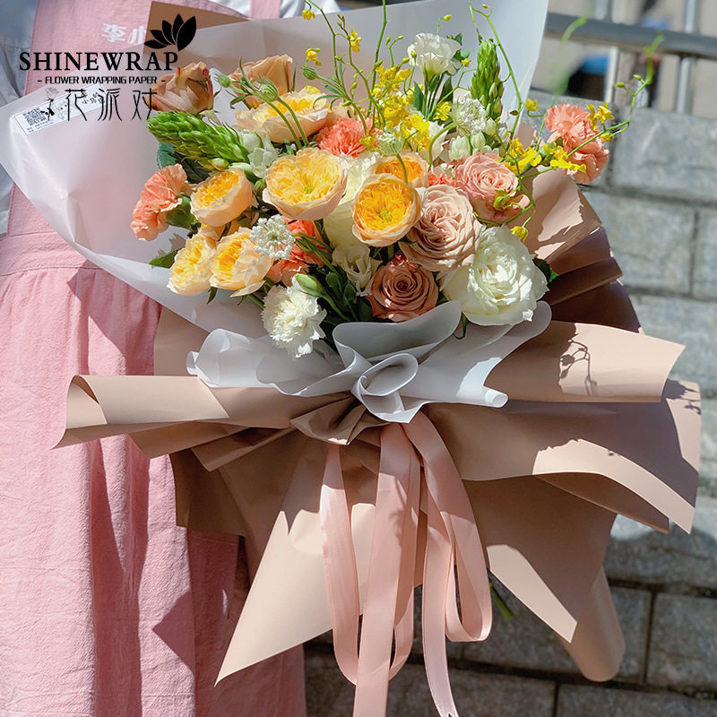 Flower Party Factory Wholesale Solid Color European-Style Elegant Wrapping Paper Bouquet Paper Gift Flower Shop Wrapping Paper Eco-Friendly Printing