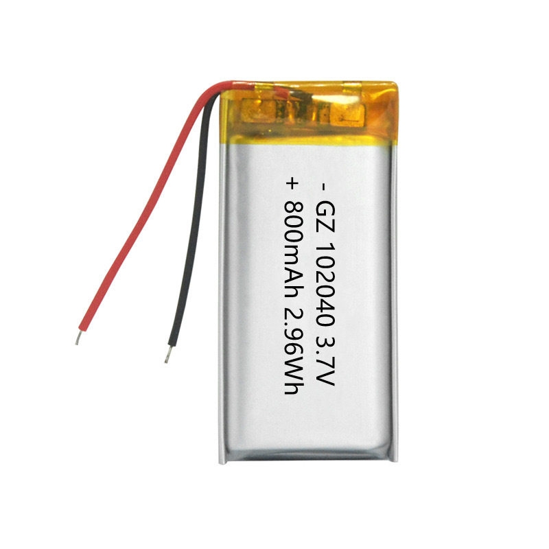โรงงานผู้ผลิต แบตเตอรี่ลิเธียมโพลิเมอร์ ขนาด 102040 ความจุ 800mAh สำหรับเครื่องทำความสะอาดฟัน เครื่องนวดกระดูกสันหลังส่วนคอ และเครื่องกำจัดไร แรงดันไฟฟ้า 3.7V