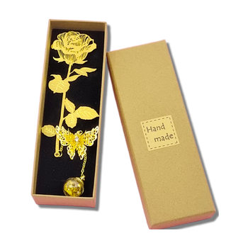 Valentine's Day Exclusive Gift High-end Golden Rose Hollow LOVE Flower Bookmark Chinese Style Art Gift