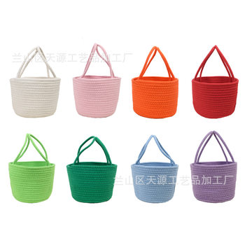 Hand-woven New Cotton Rope Storage Basket Key Wallet Storage Basket Easter Large Capacity Storage Barrel Storage Basket