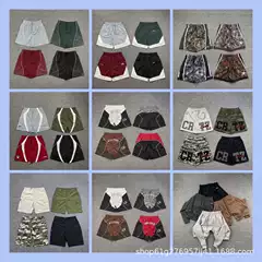 Cross-Border European and American Trendy Brand Alcatraz Letter Logo Color Matching Casual Sports Shorts for Men and Women High Street Elastic Five-Point Pants