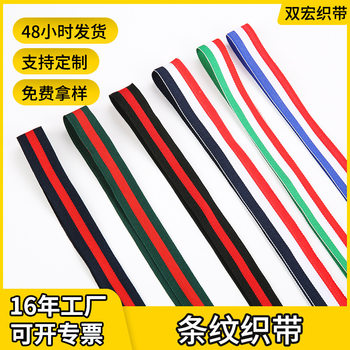 Red, white and blue three-color striped webbing medal lanyard inter-color polyester webbing luggage shoes clothing accessories webbing wholesale