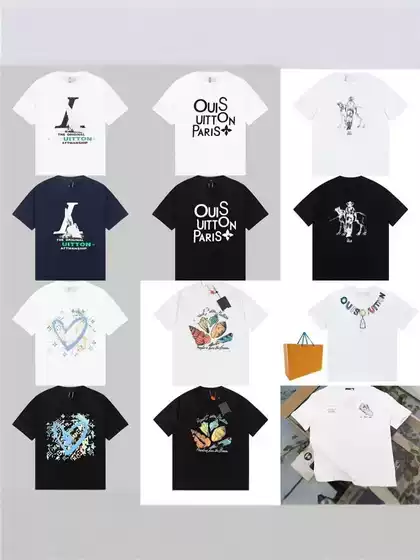 320g Wholesale Cross-Border Foreign Trade Correct Version L Brand T-Shirt Summer New Style Multiple Prints Casual Loose Fit Unisex