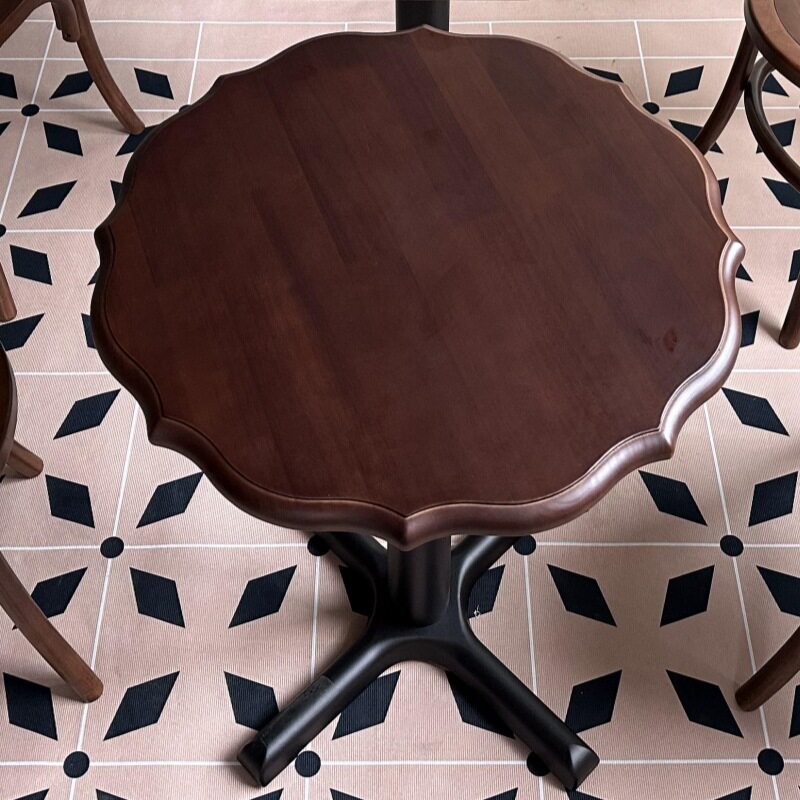 美式复古实木方形桌椅组合咖啡厅奶茶店甜品店西餐厅清吧商用桌子