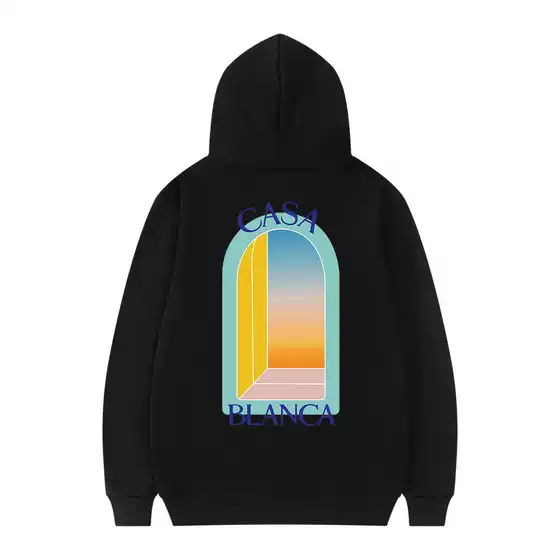 Cross-Border Streetwear Brand Casablanca Printed Colorful Hoodie Drop Shoulder Pullover