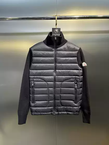 Correct Version of Mengjia's New Style Patchwork Stand-Collar Knitted Men's down Jacket, Unisex Mid-Length Style