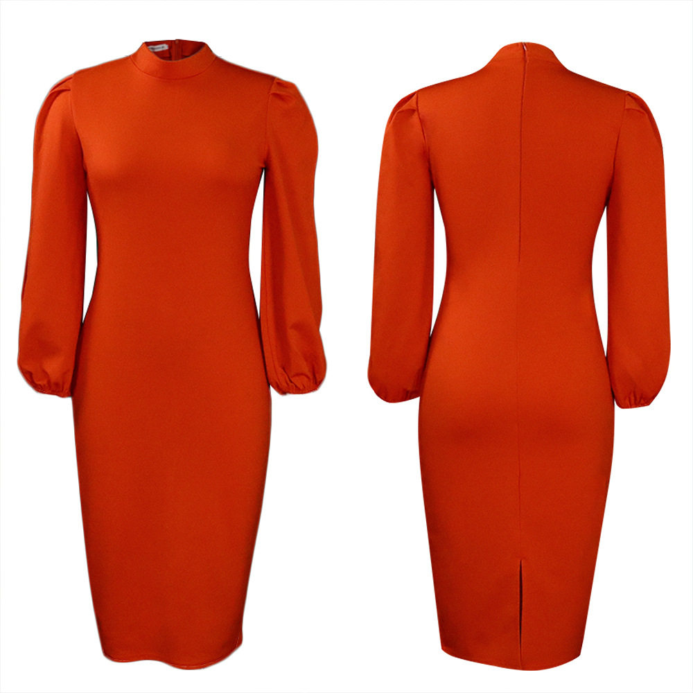 Plus Size Womens Dress Solid Color Elegant Style Fashionable Design Autumn Winter Collection Wholesale Available