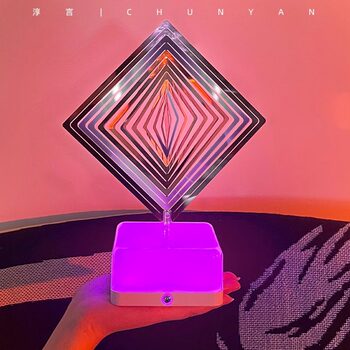 Chunyan Jpj Night Light Bedroom Rotating Bedside Lamp Led Rechargeable Atmosphere Lamp Ornament Gift for Girls Geometric 3D