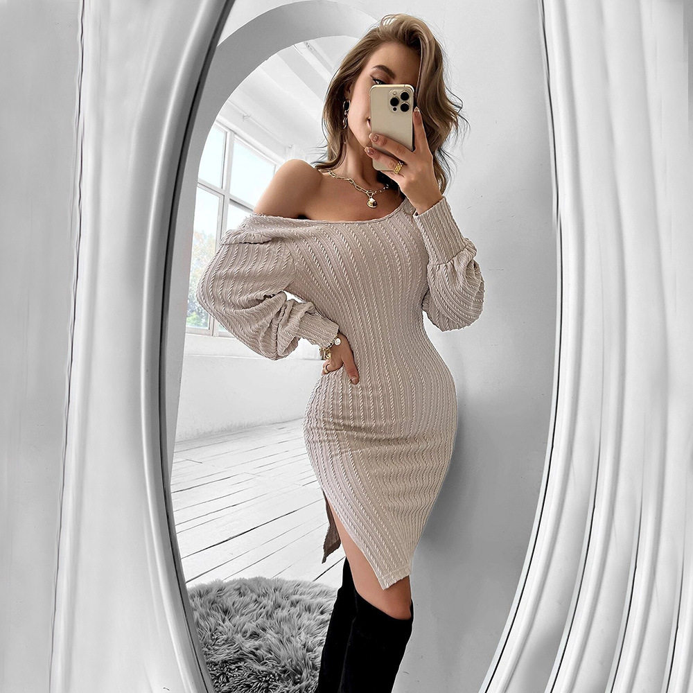 Womens Long Sleeve Bodycon Dress Sexy Backless Design Lace Paneling Textured Fabric Perfect for Parties and Events