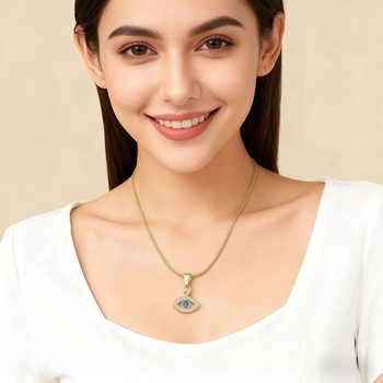 Devil's Eye New Full Diamond Eye Pendant Light Luxury High-End Clavicle Chain Necklace Versatile European and American Cross-Border Hot Sale