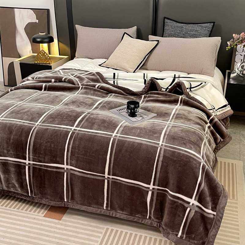 New Double-Layer Thickened Raschel Super Soft Cloud Blanket High Weight High-End Blanket Winter Warm Blanket Light Luxury Blanket