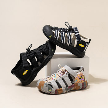 Boys' closed toe sandals 2024 new summer sports beach shoes soft bottom children's shoes girls sneakers ugly cute
