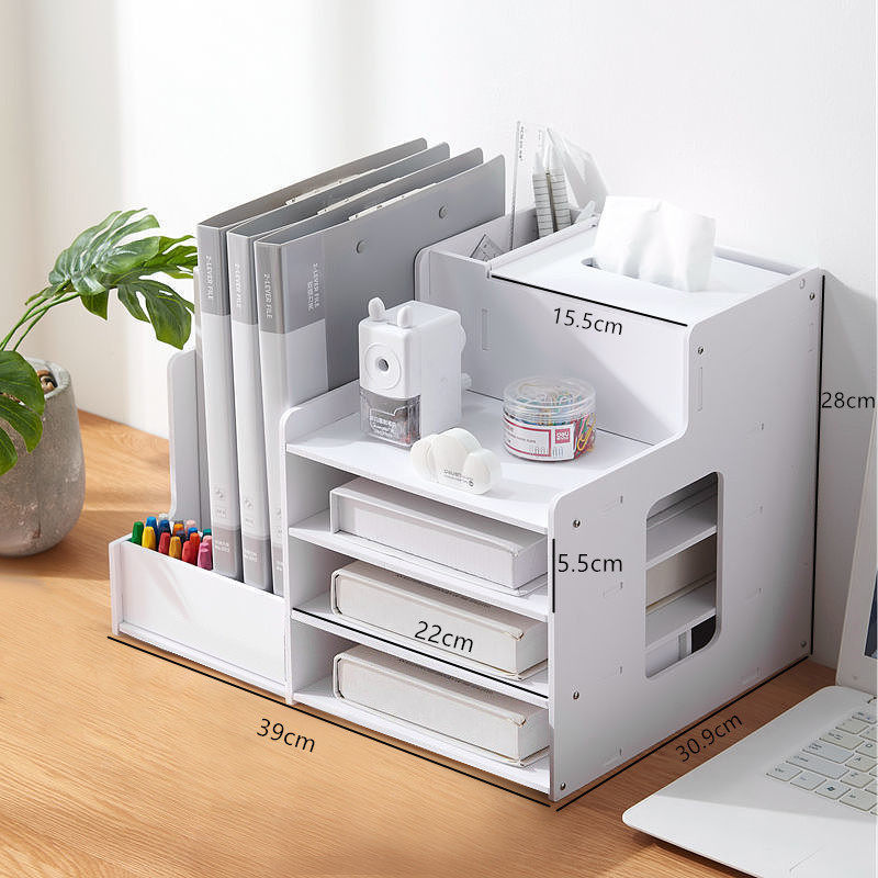 Office Supplies File Rack Desk Storage Rack Simple Desk Multi-Functional Folder Storage Box Bookend Bookshelf