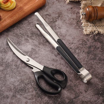 Korean Barbecue Scissors Clip Set Bone Chicken Steak Scissors Barbecue Clip Food Clip Barbecue Gadget Set