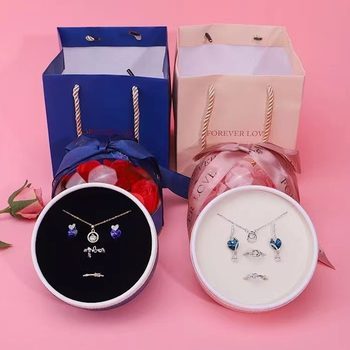 Soap Flower Nine Flowers Romantic Valentine's Day Gift Box Immortal Flower Gift Box Ring Earrings Pendant 520 Tanabata Gift