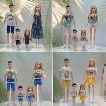 Cross-Border 30cm Family of Four Parent-Child Dolls with Multiple Joints, a Complete Casual Outfit Set Including Shoes, Couple Dolls