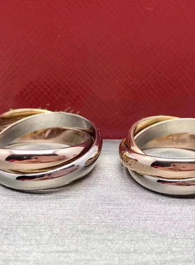 三环戒指V金明星同款情侣戒指