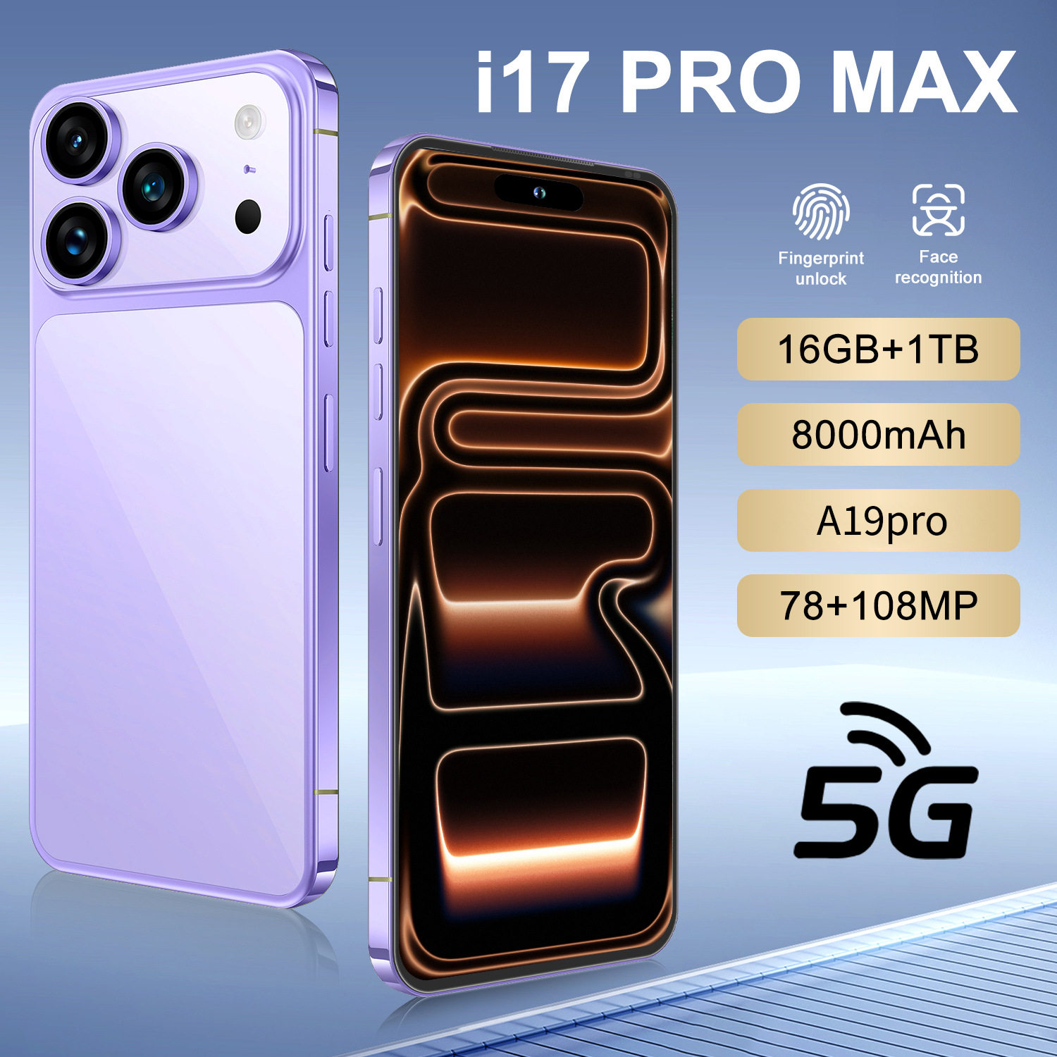 I17promax跨境7.3英寸高清屏安卓2+16G全球通智能手机4核低价现货